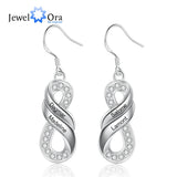 Personalized Family Names Infinity Earrings with Zirconia Drop Earrings