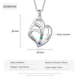 Engraved 4 Names Pendant Mother Necklace with Birthstone