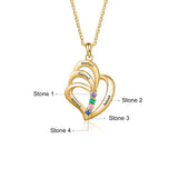 Engraved 4 Names Pendant Mother Necklace with Birthstone