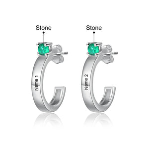 JewelOra Name Earrings with Birthstone Studs