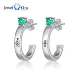 JewelOra Name Earrings with Birthstone Studs