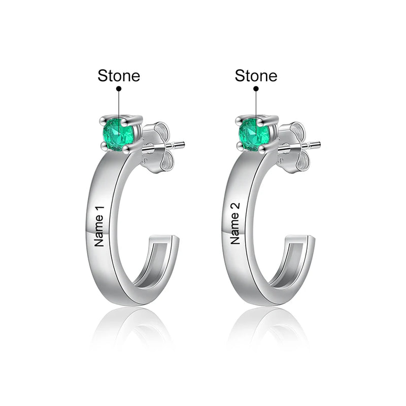 JewelOra Name Earrings with Birthstone Studs