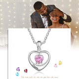 Personalized Heart Necklace with Birthstone & Name Engraving