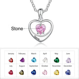 Personalized Heart Necklace with Birthstone & Name Engraving