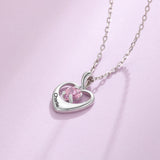 Personalized Heart Necklace with Birthstone & Name Engraving