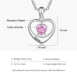 Personalized Heart Necklace with Birthstone & Name Engraving