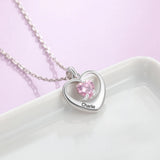 Personalized Heart Necklace with Birthstone & Name Engraving
