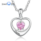 Personalized Heart Necklace with Birthstone & Name Engraving