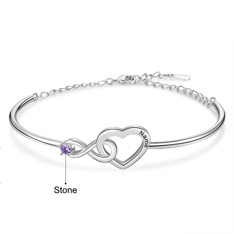 Personalized Birthstone Name Engraved Bracelets - Year Gift