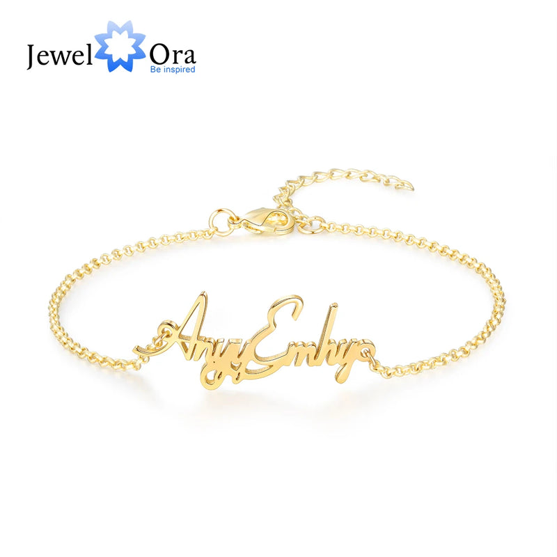 JewelOra Rose Silver Name Anklet Personalized Letter Bracelet