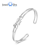 JewelOra Heart Name Bracelets - Personalized Stainless Steel Cuff Bangles