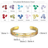 JewelOra Name Cuff Bangles for Women Personalized 5 Birthstone Bracelets