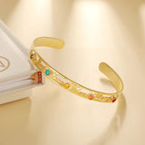 JewelOra Name Cuff Bangles for Women Personalized 5 Birthstone Bracelets