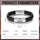 Personalized Engraved Leather Bracelet for Men