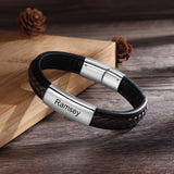 Personalized Engraved Leather Bracelet for Men