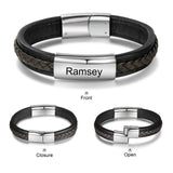 Personalized Engraved Leather Bracelet for Men