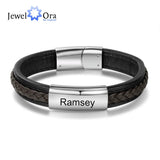 Personalized Engraved Leather Bracelet for Men