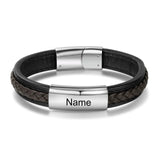 Personalized Engraved Leather Bracelet for Men