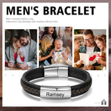 Personalized Engraved Leather Bracelet for Men