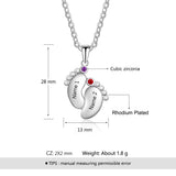 JewelOra Name Necklace with 2 Birthstones - Baby Feet Engraved Necklace