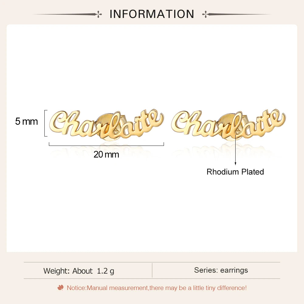 JewelOra Personalized Name Stud Earrings, 3 Colors, Anniversary Gift