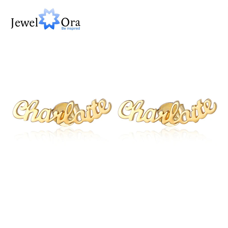JewelOra Personalized Name Stud Earrings, 3 Colors, Anniversary Gift