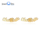JewelOra Personalized Name Stud Earrings, 3 Colors, Anniversary Gift