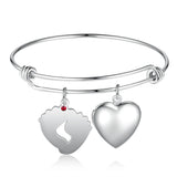 Custom Birthstone Heart Locket Bangle Bracelet with Engraving
