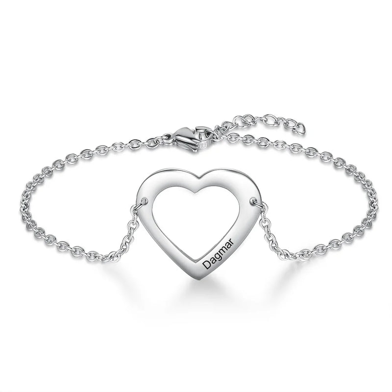 JewelOra Personalized Sister Heart Cutout Bracelet Set for Women