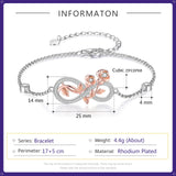 JewelOra Cubic Zirconia Infinity Bracelet with Rose Flower Chain