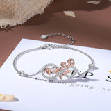 JewelOra Cubic Zirconia Infinity Bracelet with Rose Flower Chain