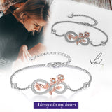 JewelOra Cubic Zirconia Infinity Bracelet with Rose Flower Chain