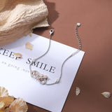 JewelOra Cubic Zirconia Infinity Bracelet with Rose Flower Chain