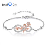 JewelOra Cubic Zirconia Infinity Bracelet with Rose Flower Chain