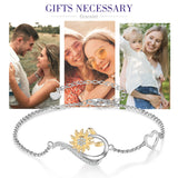 JewelOra Sunflower Bracelet with CZ Adjustable Chain