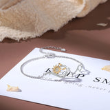 JewelOra Sunflower Bracelet with CZ Adjustable Chain