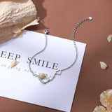 JewelOra Sunflower Bracelet with CZ Adjustable Chain