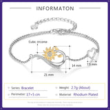 JewelOra Sunflower Bracelet with CZ Adjustable Chain