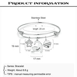 Engraved Name Bangles with Paw Bone Charms for Women