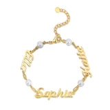 JewelOra Adjustable Chain Bracelet with Pearl & Nameplate Personalized Bracelet