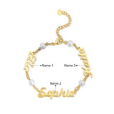 JewelOra Adjustable Chain Bracelet with Pearl & Nameplate Personalized Bracelet