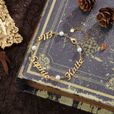 JewelOra Adjustable Chain Bracelet with Pearl & Nameplate Personalized Bracelet