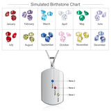 Personalized Name Square Pendant with Birthstone Necklace