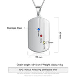Personalized Name Square Pendant with Birthstone Necklace