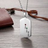 Personalized Name Square Pendant with Birthstone Necklace