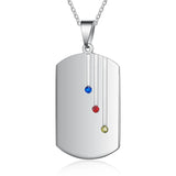Personalized Name Square Pendant with Birthstone Necklace
