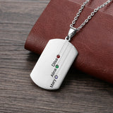 Personalized Name Square Pendant with Birthstone Necklace