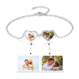 Custom Double Heart Chain Bracelet - Engraved Name Personalized Jewelry