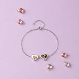 Custom Double Heart Chain Bracelet - Engraved Name Personalized Jewelry