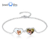 Custom Double Heart Chain Bracelet - Engraved Name Personalized Jewelry
